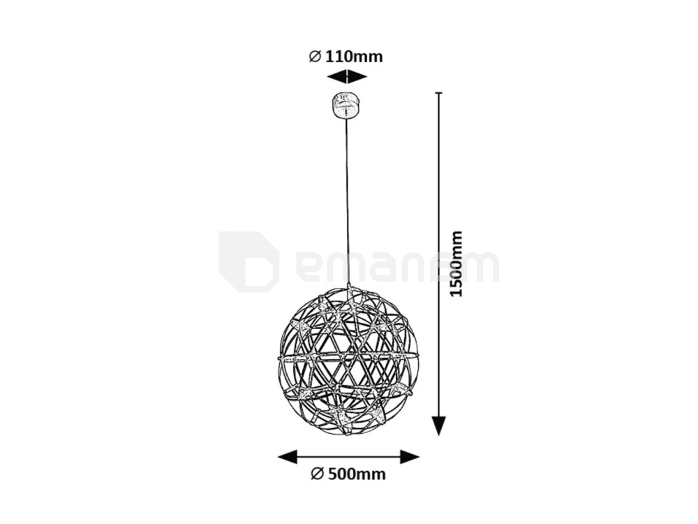 საკიდი Rabalux Eudora LED 16W 3000K h1500 L500 ქრომი