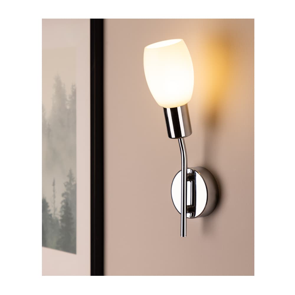 ბრა კედლის Tosca Wall Lamp 1xE14 40W Chrome Metal/White Glas