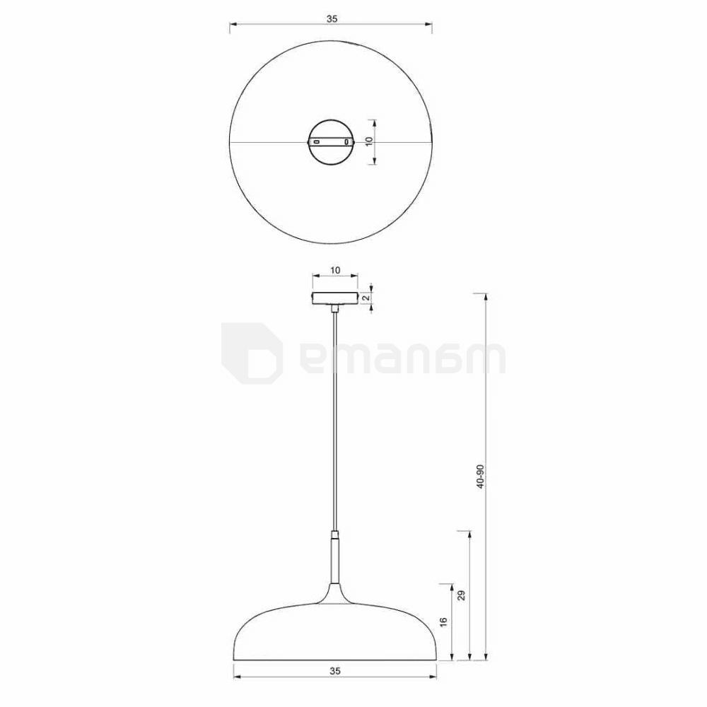 საკიდი Milagro MLP8031 LINCOLN 1 E27 Ø35cm თეთრი ოქროსფერი