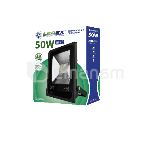 პროჟექტორი Ledex 50W 3000k IP65 Black