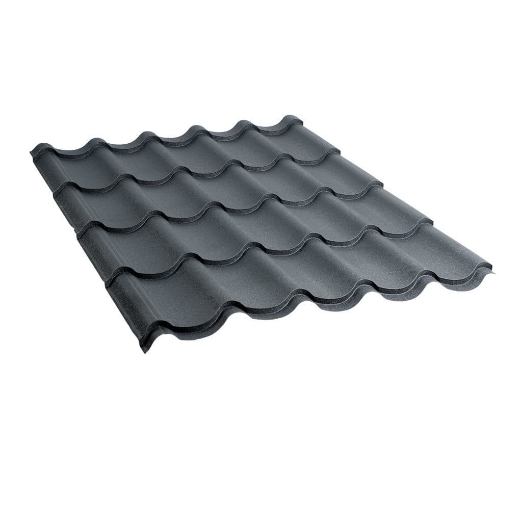 მეტალოკრამიტი ფერადი თუნუქის სახურავი 0.5X1180 ხაოიანი RAL7016 NOVA