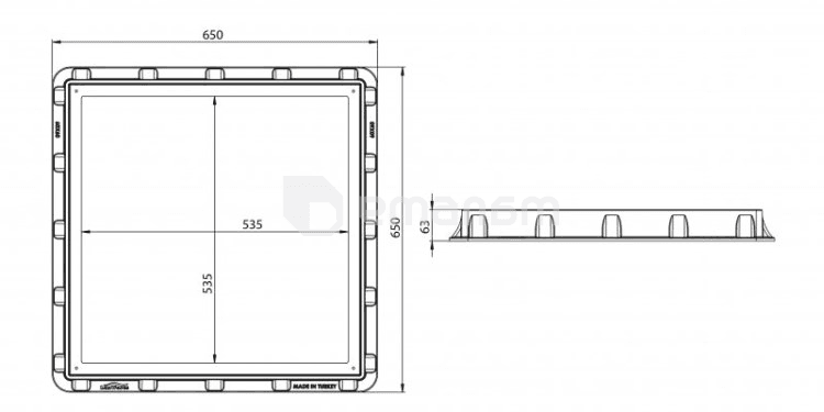ლიუკი პლასტიკის კვადრატული Torun Plastik 60x60 cm