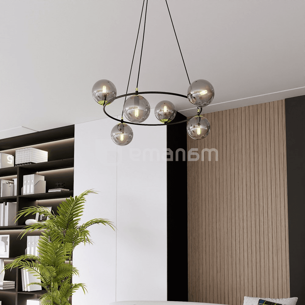 ჭაღი EMIBIG AZURA 6 E14 Ø750 h1000 შავი გრაფიტი 1294/6