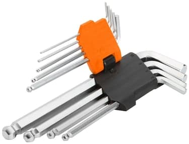ექვსკუთხა სახრახნისის ნაკრები Wokin 207509, 9Pcs BALL POINT LONG ARM HEX KEY SE Silver/Black