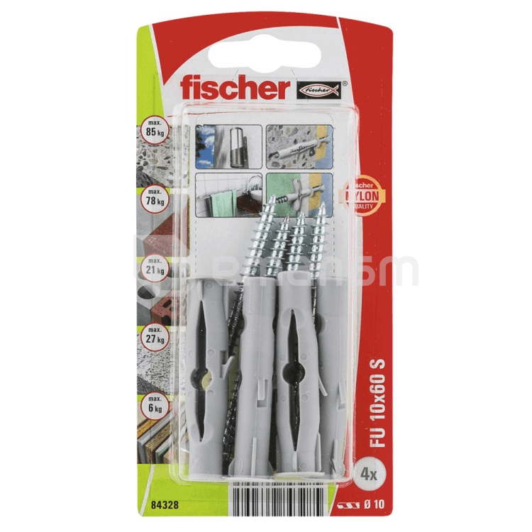 დიუბელი განბჯენი სჭვალით Fischer FU10x60 S 4 ც 84328
