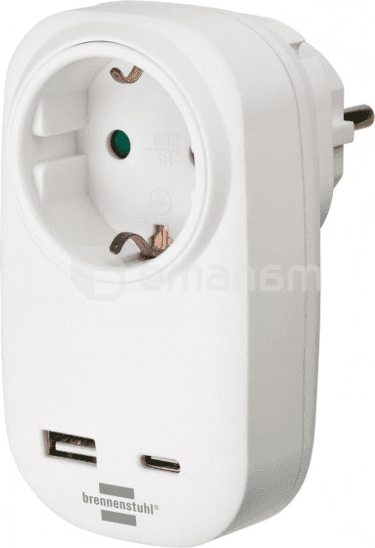 ადაპტერი Brennenstuhl USB А და C max18W თეთრი