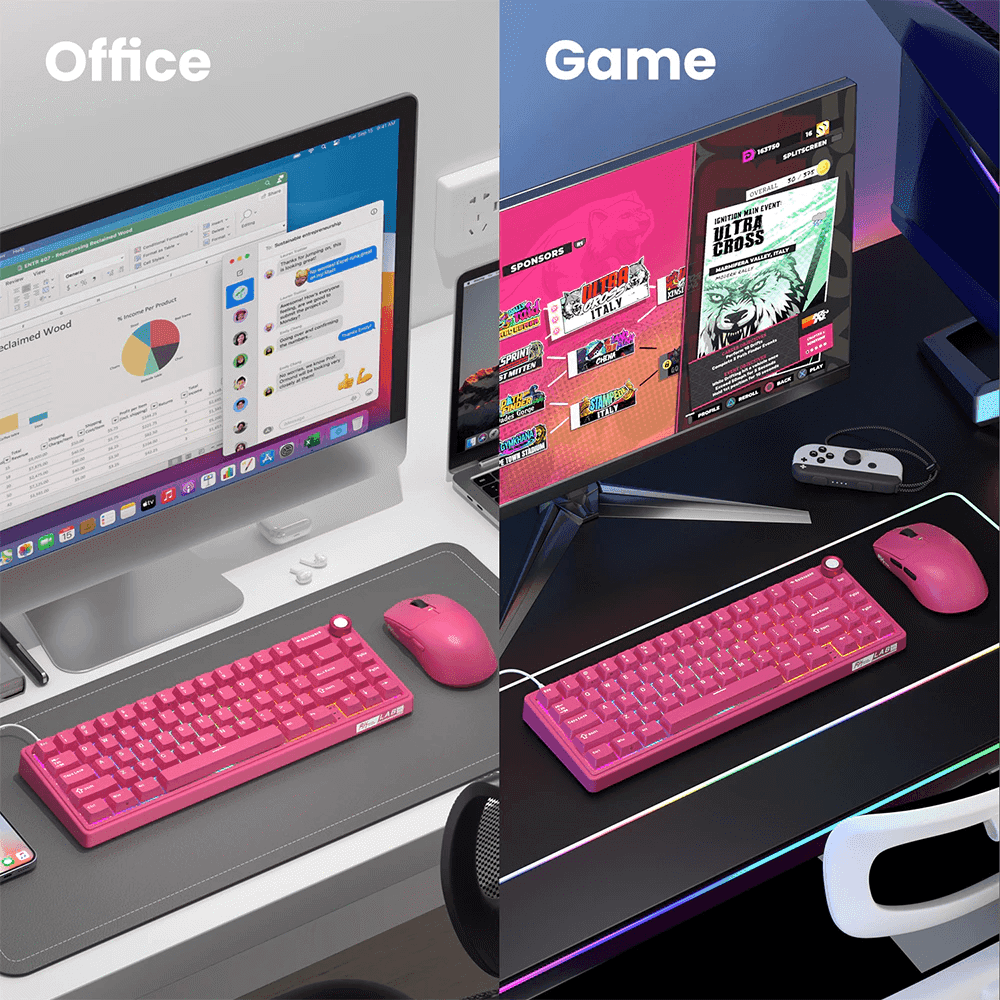 კლავიატურა Royal Kludge RKR65-BR-XH RGB Mechanical Keyboard, Cream Switch, Hot Swappable, Wired, USB, Berry Red