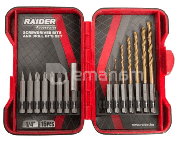 ნაკრები ექვსწახნაგა ბურღების და ბიტების Raider 157795 15 ც