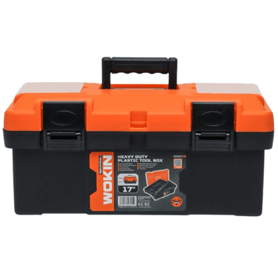 ხელსაწყოების  პლასტმასის ყუთი Wokin 900017, 17\", Heavy Duty Plastic Tool Box (INDUSTRIAL), Black/Orange