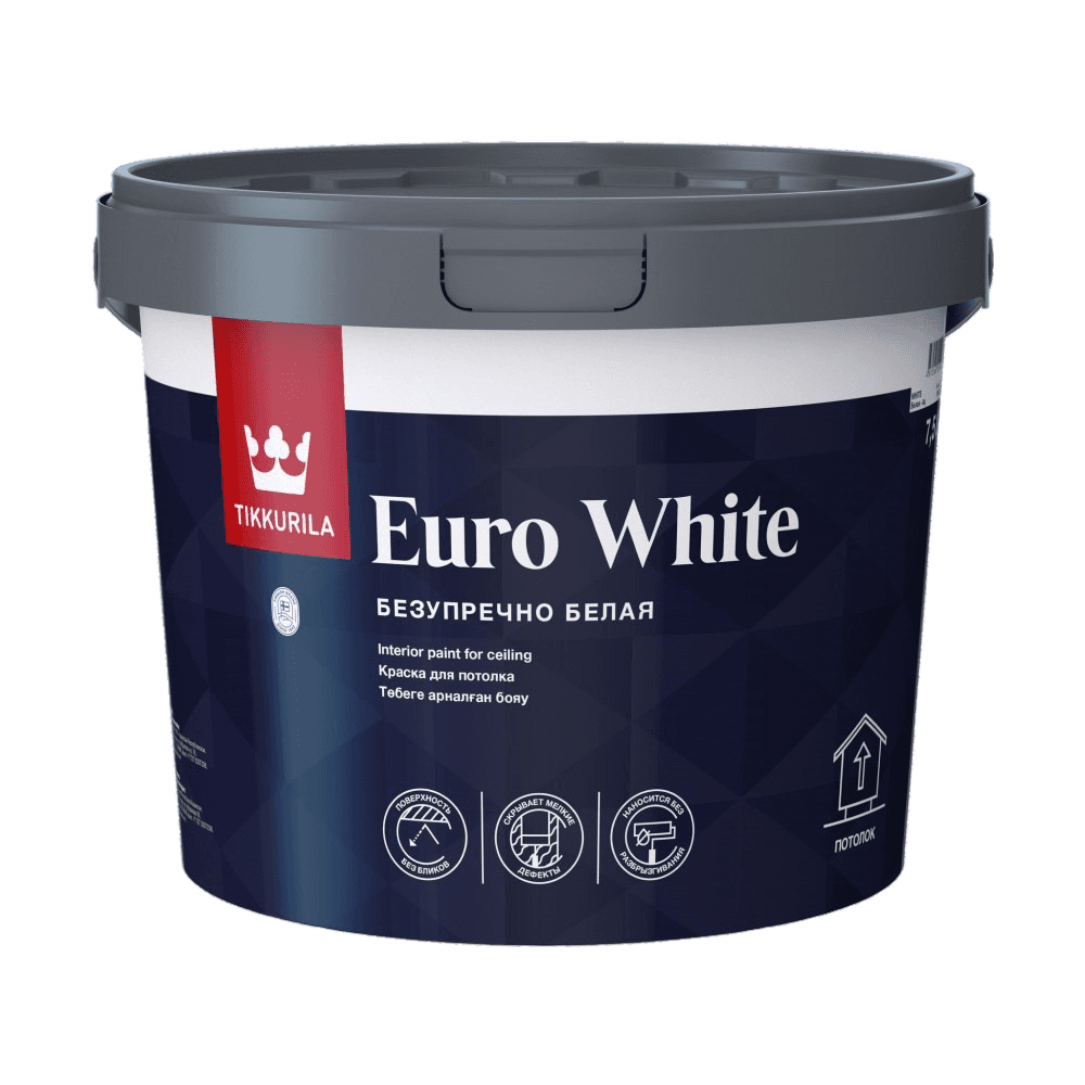 ჭერის საღებავი მქრქალი Tikkurila EURO WHITE AP New 7,5 ლ თეთრი
