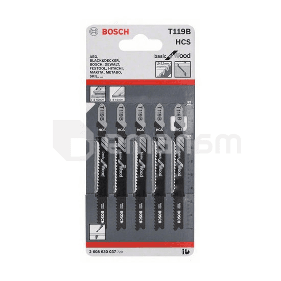 პირი ბეწვახერხის ხისთვის Bosch HCS T119B 92 მმ 5 ც (2608630037)