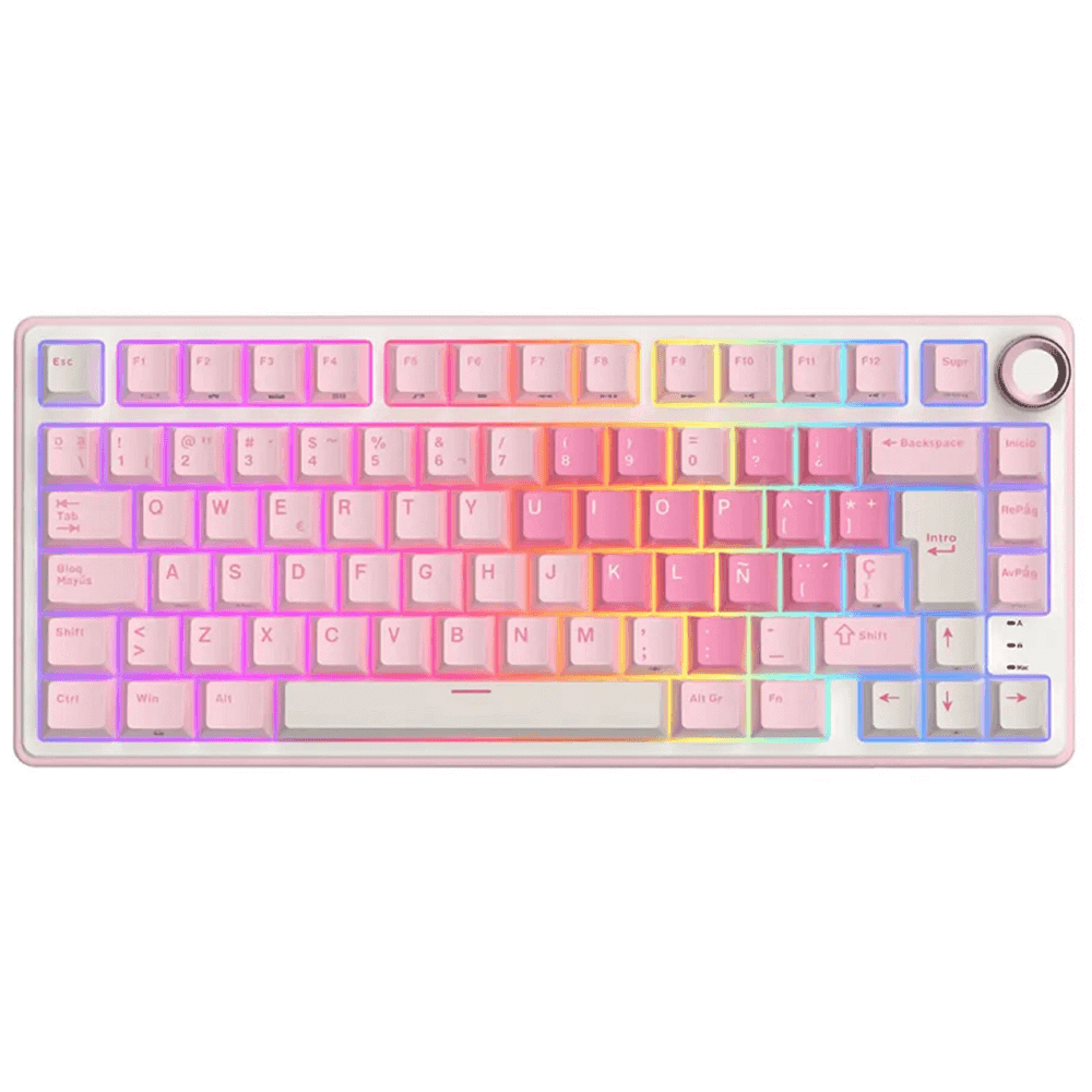 კლავიატურა Royal Kludge RKR75-PM-XW RGB Mechanical Keyboard, Beige Switch, Hot Swappable, Wired, USB, Pink Melody