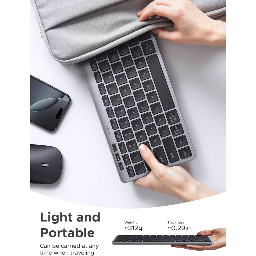 კლავიატურა UGREEN K551 (75049) Multi-mode, Wireless, Bluetooth, USB, Keyboard, Silver/Black