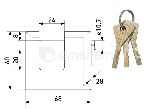 ბოქლომი Soller HBX 113-022 70 მმ