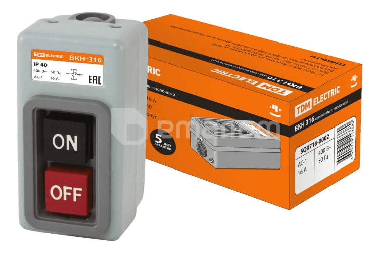 ჩამრთველი დაბლოკვის ღილაკით TDM ВКН-316 3Р 16А 230/400В IP40