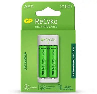 დამტენი მოწყობილობა GP E211 + 2 AA 2100mAh
