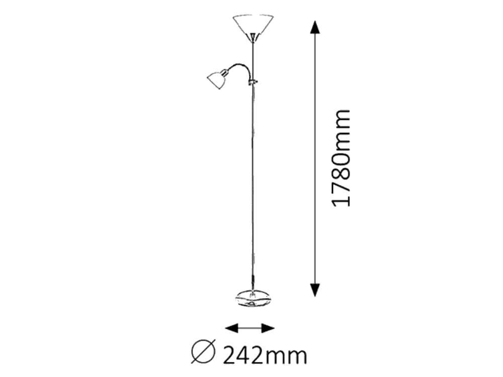 ტორშერი Rabalux 4028 Action 1 E27 60w 1 E14 25w ვერცხლისფერი