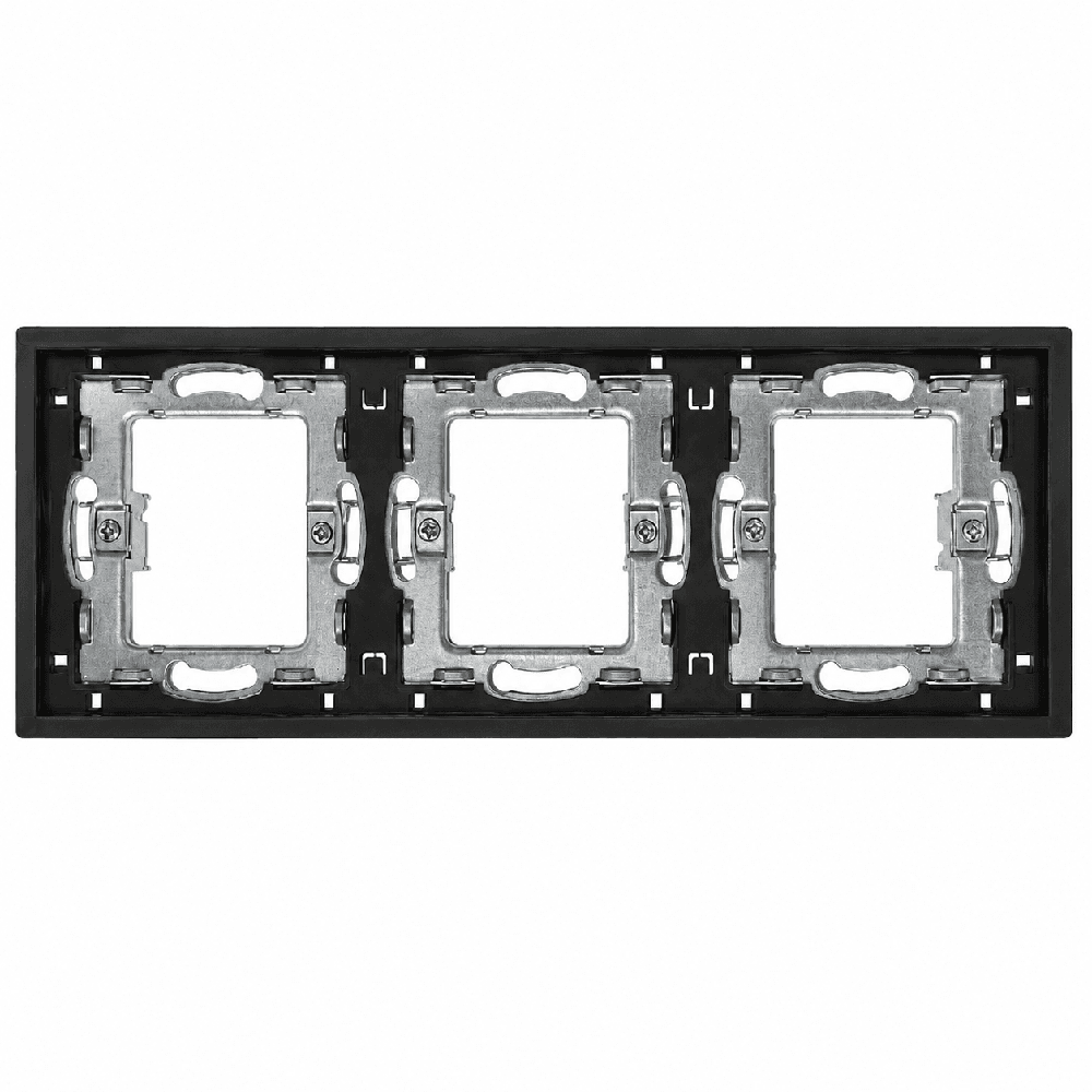 ჩარჩო ჩამრთველისა და როზეტისთვის DOMINO LS-70/90-048 3 ადგილიანი შავი 22x8 სმ