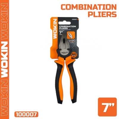 ბრტყელტუჩა Wokin 100007, 180mm COMBINATION PLIERS, Black/Orange