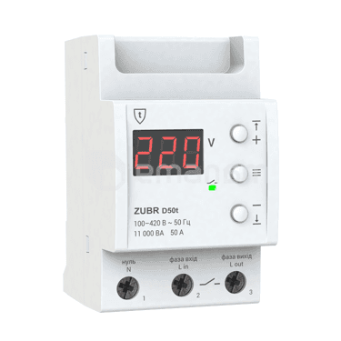 რელე ZUBR ერთფაზიანი ძაბვის 3 მოდულისთვის 50A 11 000 VA D50t