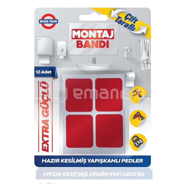 წებოვანი ლენტი ორმხრივი ნესტგამძლე Boss Tape 25x30 მმ 12 ც