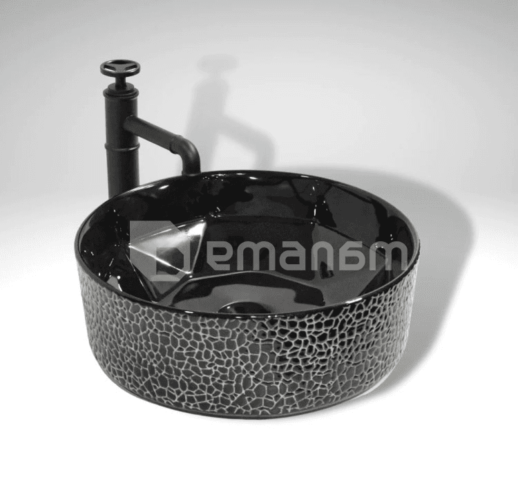 ხელსაბანი Osis დასადგამი Art basin 8457GYY ვერცხლისფერი შავი