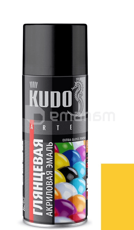 აეროზოლი ემალი Kudo RAL1018 ყვითელი  პრიალა 520 მლ