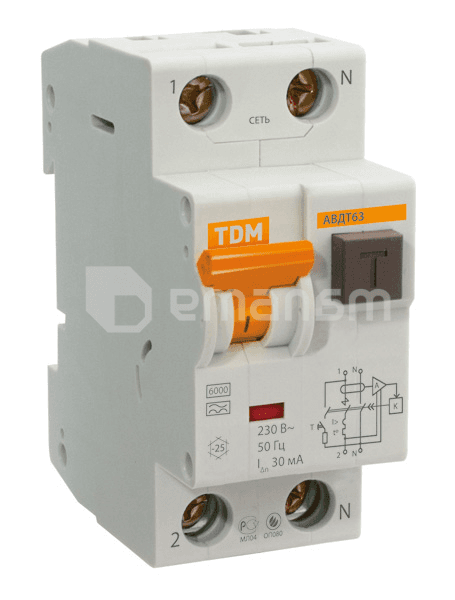 დიფერენციალური ავტომატი TDM SQ0202-0004 63 C25 30mА