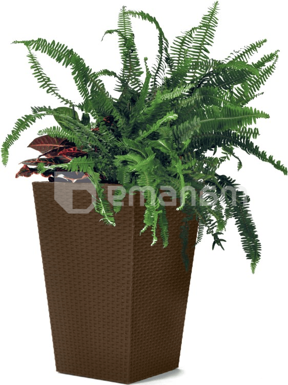 ქოთანი ყვავილის ყავისფერი  Keter Small Rattan Planter-BRW590 28.5x28.5x43.5 cm