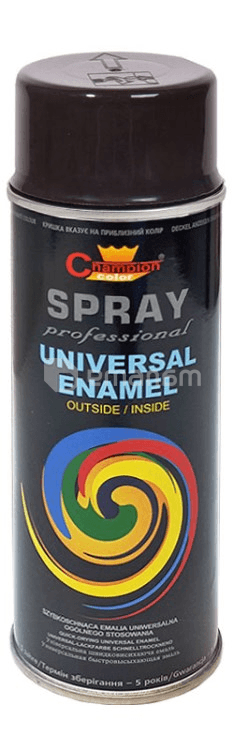 უნივერსალური სპრეი საღებავი Champion Universal Enamel RAL 9005 400 მლ პრიალა შავი
