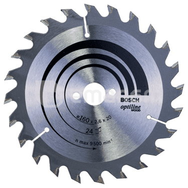 ცირკულარული დისკი Bosch Optiline Wood 160x2.6x20 მმ 24