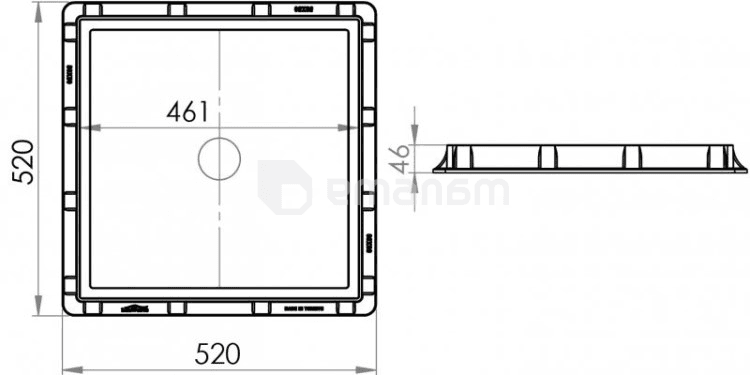 ლიუკი პლასტიკის კვადრატული Torun Plastik 50x50 cm