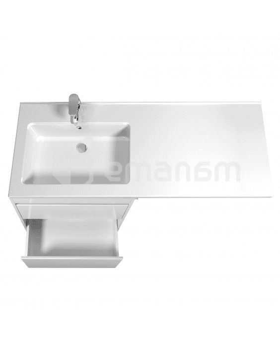 აბაზანის ტუმბო ხელსაბნით მარცხენა WING 60-W L white Rodeo-120 L სარეცხი მანქანისთვის
