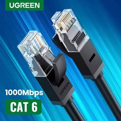 ქსელის კაბელი UGREEN NW102 (20159) Cat6 Patch Cord UTP Lan Cable 1m (Black)