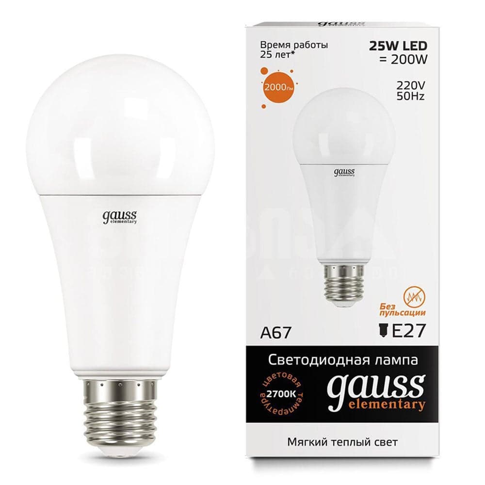 ლედ ნათურა A67 25W E27 2700K gauss el - 73215