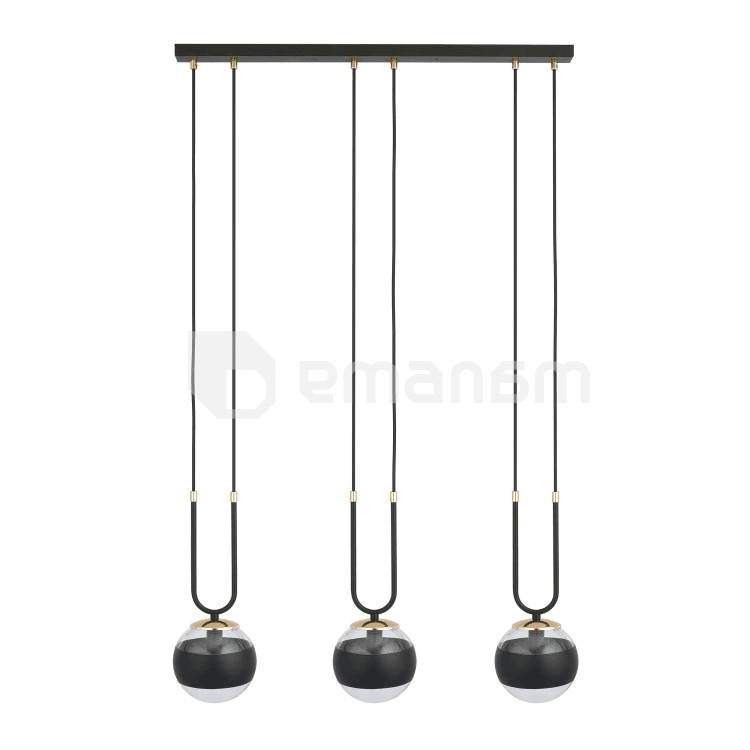 საკიდი EMIBIG GLAM 3 E14 3x MAX 40W BLACK STRIPE
