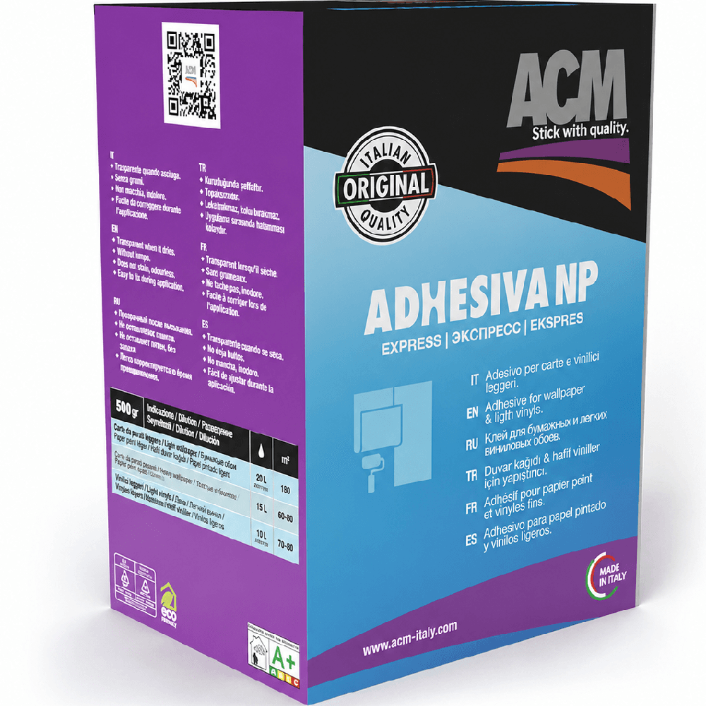 შპალერის წებო ACM ADHESIVA NP ფხვნილი ქაღალდის საფუძვლისთვის 1კგ