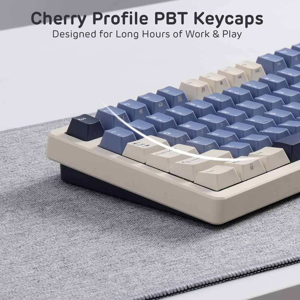კლავიატურა Royal Kludge RK S85 RGB Mechanical Keyboard, Cloud switch, Hot Swappable, Wireless, Type-C, Bluetooth, 2.4GHz, Horizon Blue