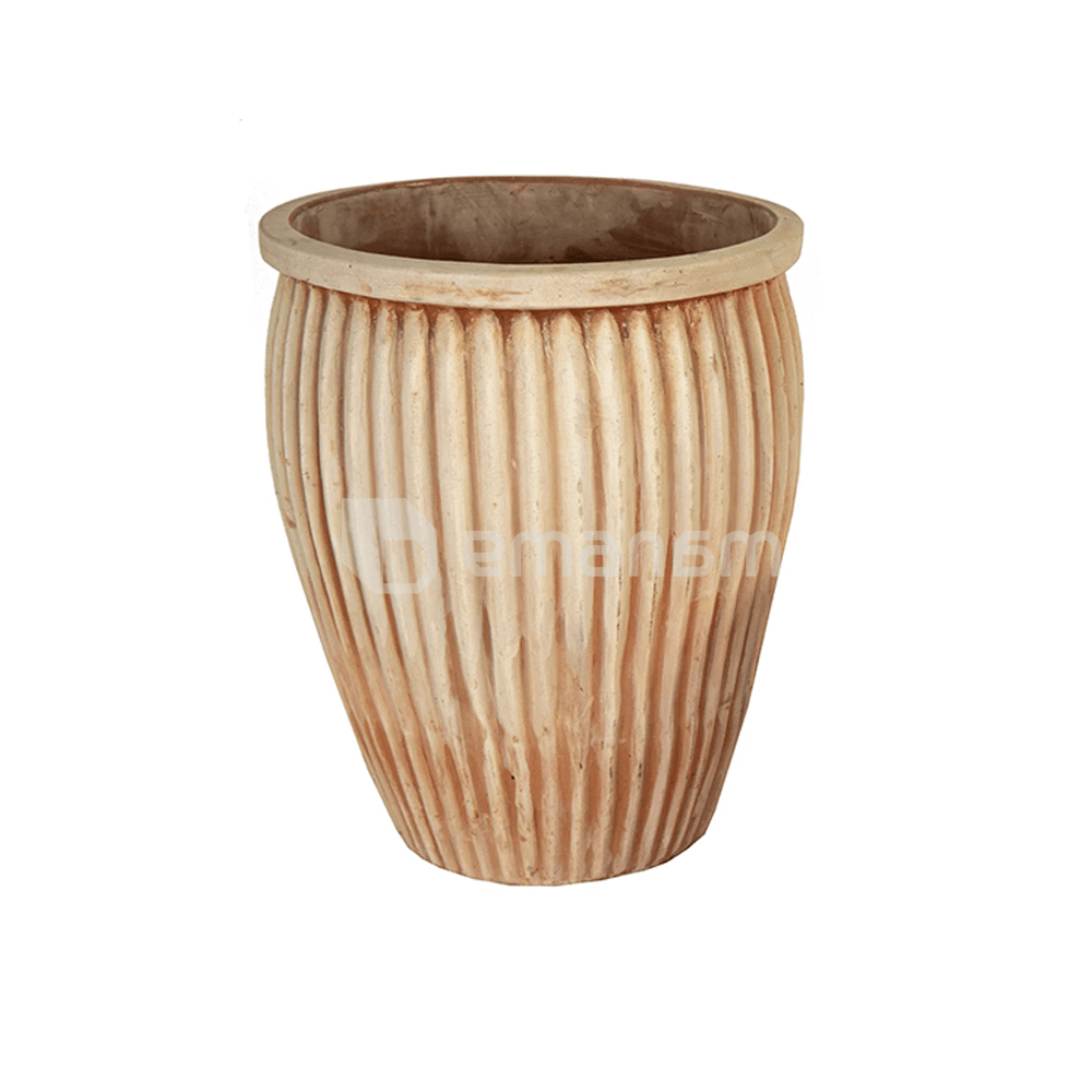 კერამიკული ქოთანი Mega Collections Whitewash Pot Vert. Rib D35H44