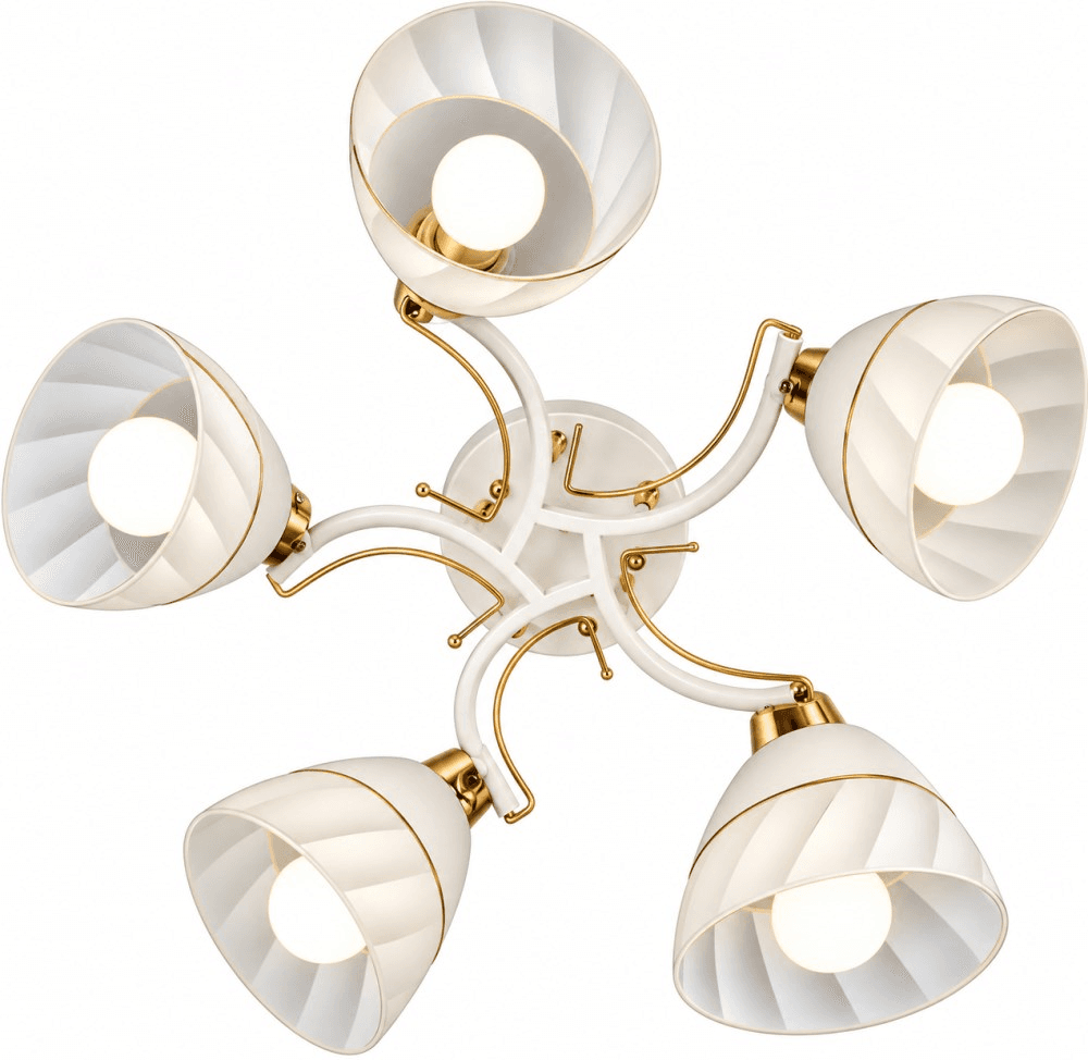 ჭაღი Bella Mita 6119/5 WH+FG E27 5 თეთრი ოქროსფერი