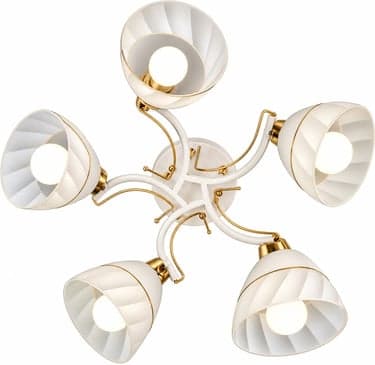 ჭაღი Bella Mita 6119/5 WH+FG E27 5 თეთრი ოქროსფერი