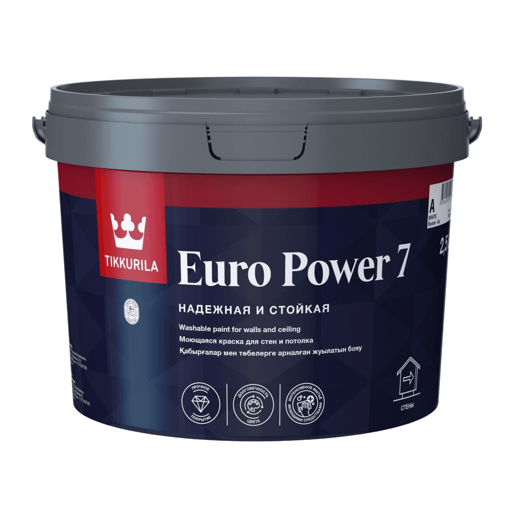 ინტერიერის საღებავი რეცხვადი Tikkurila EURO POWER 7 A_New 2,5 ლ