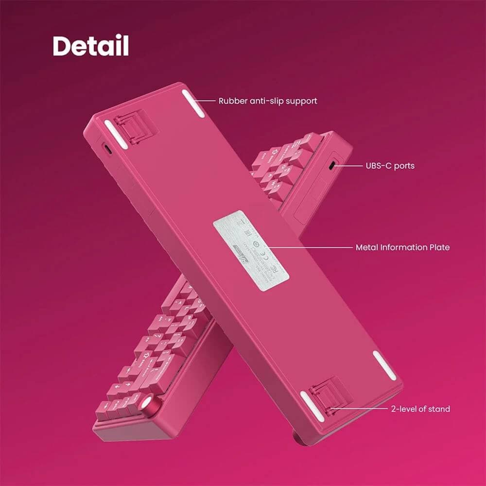 კლავიატურა Royal Kludge RKR65-BR-XH RGB Mechanical Keyboard, Cream Switch, Hot Swappable, Wired, USB, Berry Red