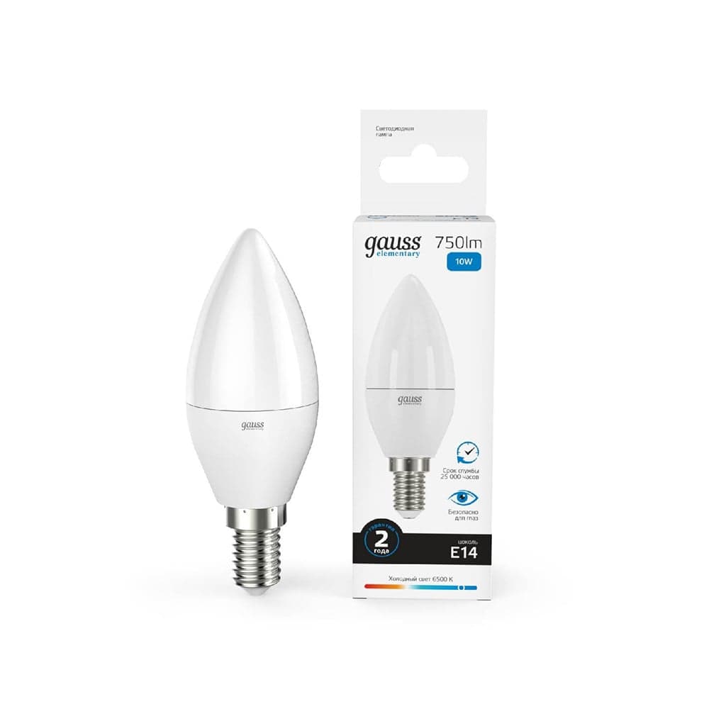 ნათურა Candle 10W 750lm 6500K Е14 LED 1/10/100  Gauss