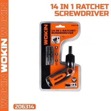 სახრახნისი სათადარიგო პირებით Wokin 206314, 14 in 1 Ratchet Screwdriver, Black
