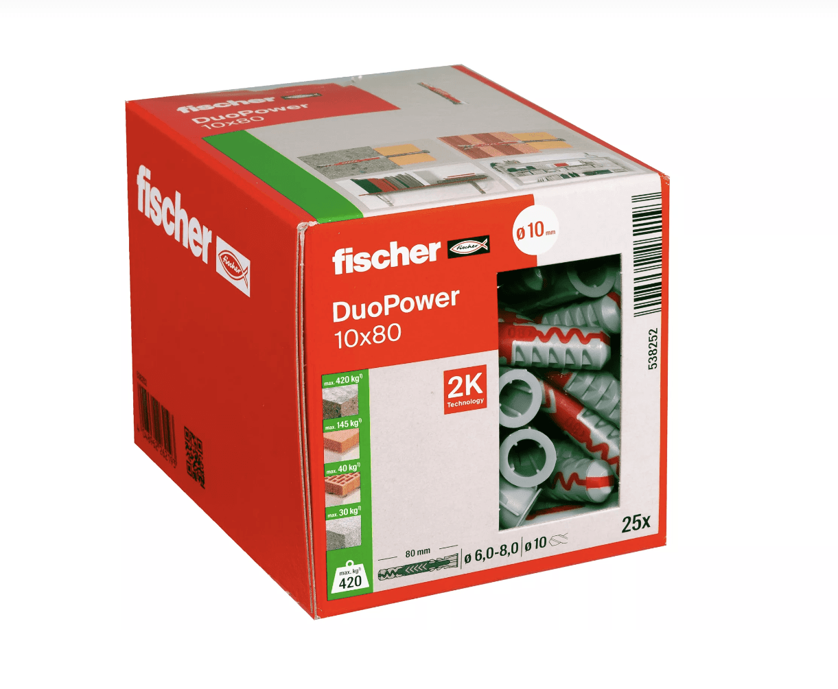 დუბელი DUOPOWER 10x80 DIY | (25 ცალი)