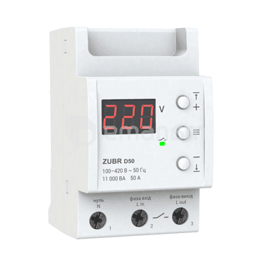 რელე ZUBR ერთფაზიანი ძაბვის 3 მოდულისთვის 50 A 11 000 VA D50