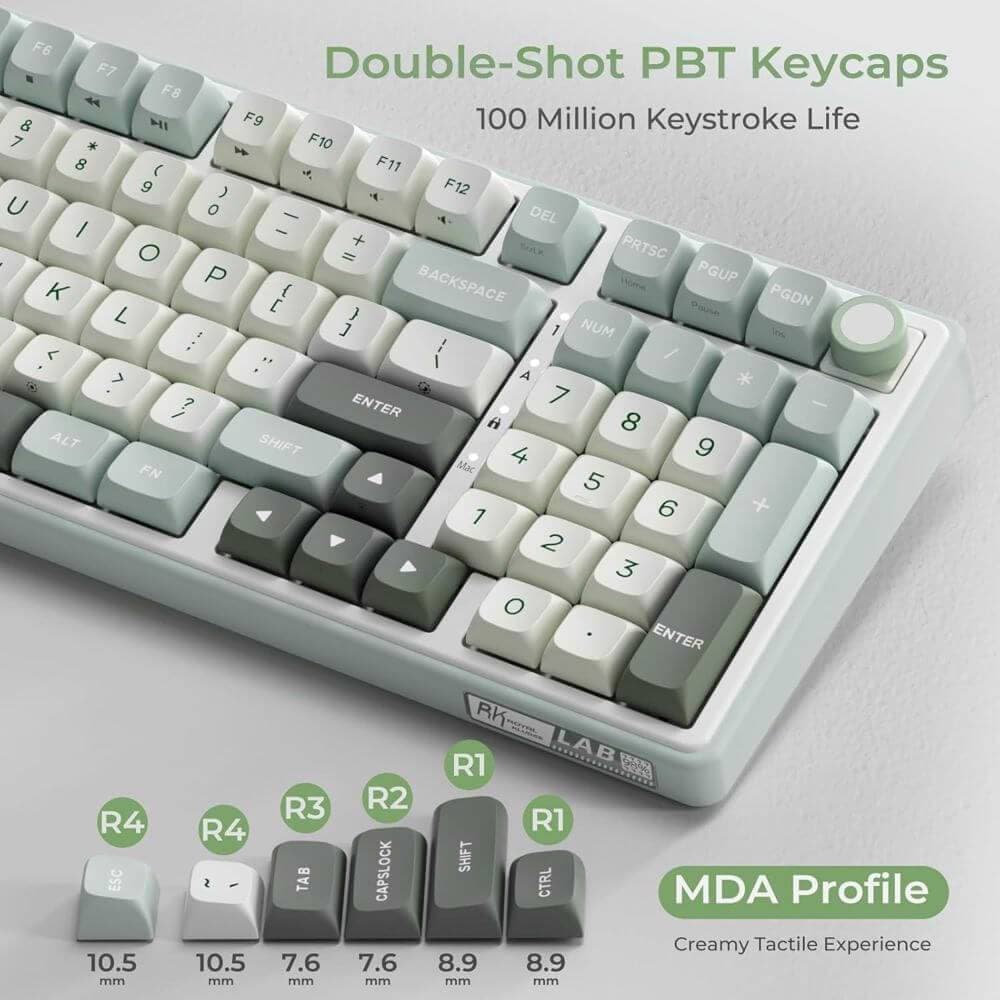 კლავიატურა Royal Kludge RKR98PRO-SK-XW RGB Mechanical Keyboard, Beige Switch, Hot Swappable, Wired, Sky Cyan