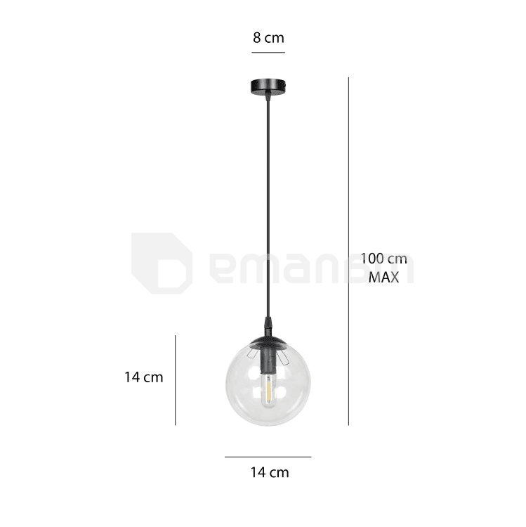 საკიდი EMIBIG Cosmo 1 E14 1x MAX 40W შავი MIODOWY