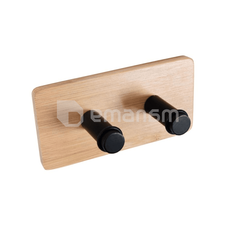 პირსახოცის ორმაგი საკიდი კაუჭი Bisk Plain Black Bamboo
